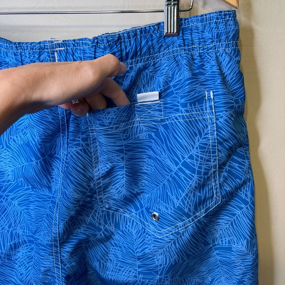 Lands End | Geo Botanical Print Elastic Drawstring Waist Mesh Lined Swim Shorts